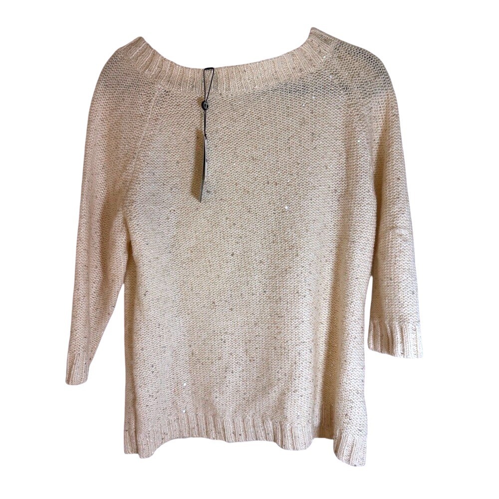 NWT Talbots Wool‎ Blend Sequin Sweater Cozy Women's X Ivory/Cream